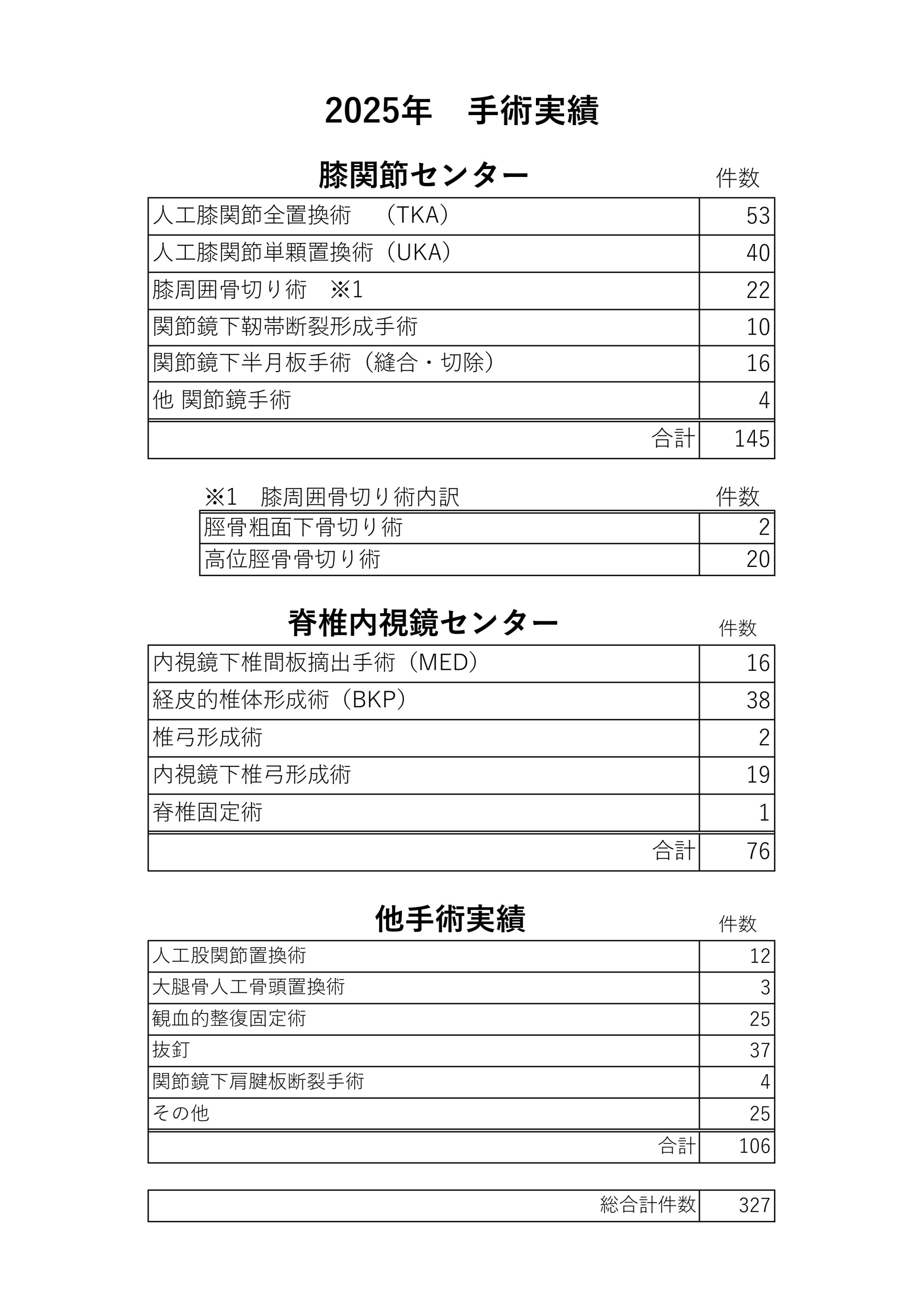 2025年手術実績 
